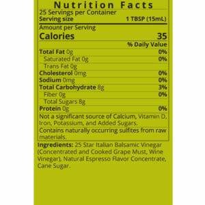 Espresso Balsamic Nutritional Information